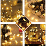Instalatie Craciun, 6 metri, 40 LED-uri cu Ornament tip Stea, Alb Cald, telecomanda 8 functii, USB, fir cupru, liniar,