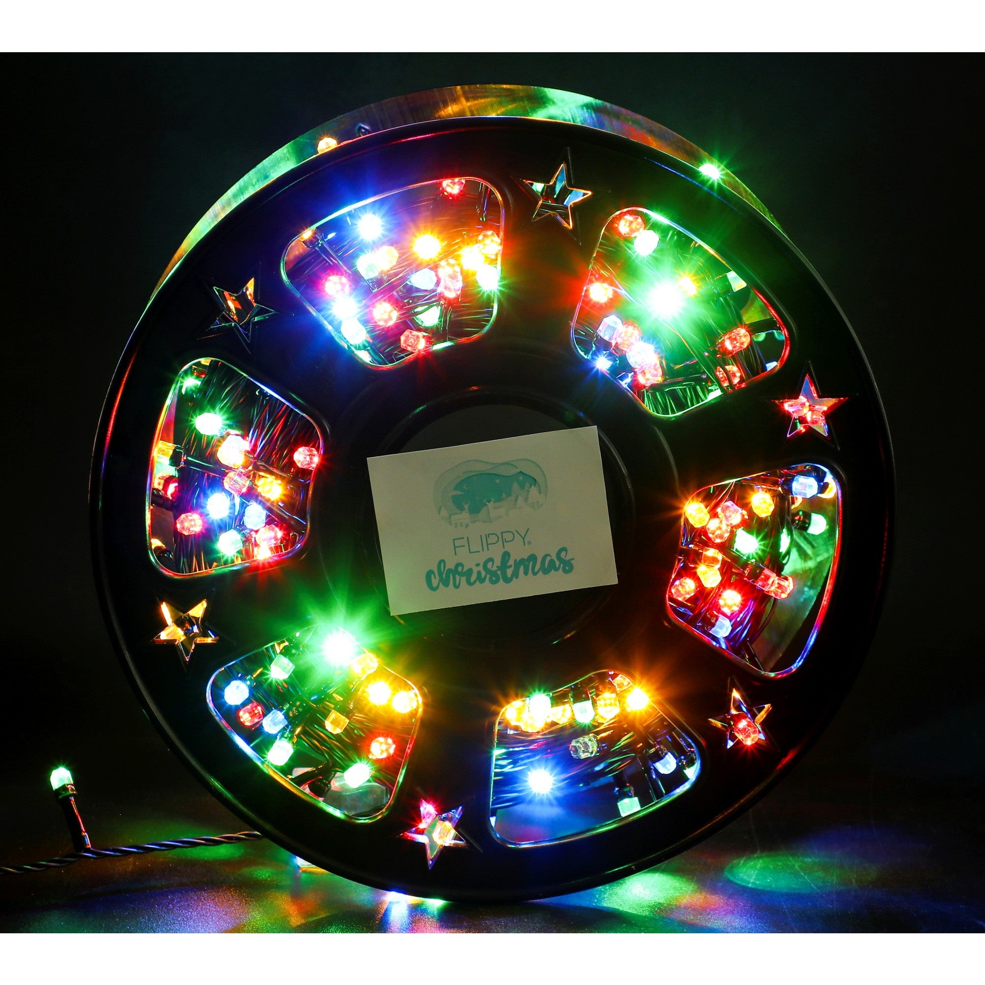Instalatie Craciun liniara, Flippy, Fir Negru cu Transformator, 50 m, Lumini Multicolore, 500 LED-uri V5, 8 jocuri de
