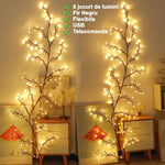 Instalatie Craciun tip Creanga Flippy, 144 LED-uri, Conectare USB, 8 Jocuri de Lumini, Telecomanda, 2.5 m, Prelungitor
