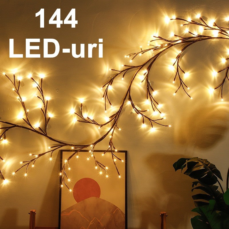 Instalatie Craciun tip Creanga Flippy, 144 LED-uri, Conectare USB, 8 Jocuri de Lumini, Telecomanda, 2.5 m, Prelungitor