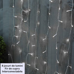 Instalatie Craciun, Tip Perdea, 1 m x 1 m, 60 LED-uri, Alb Rece, Controler, 8 jocuri de lumini, Interconectabila, Fir