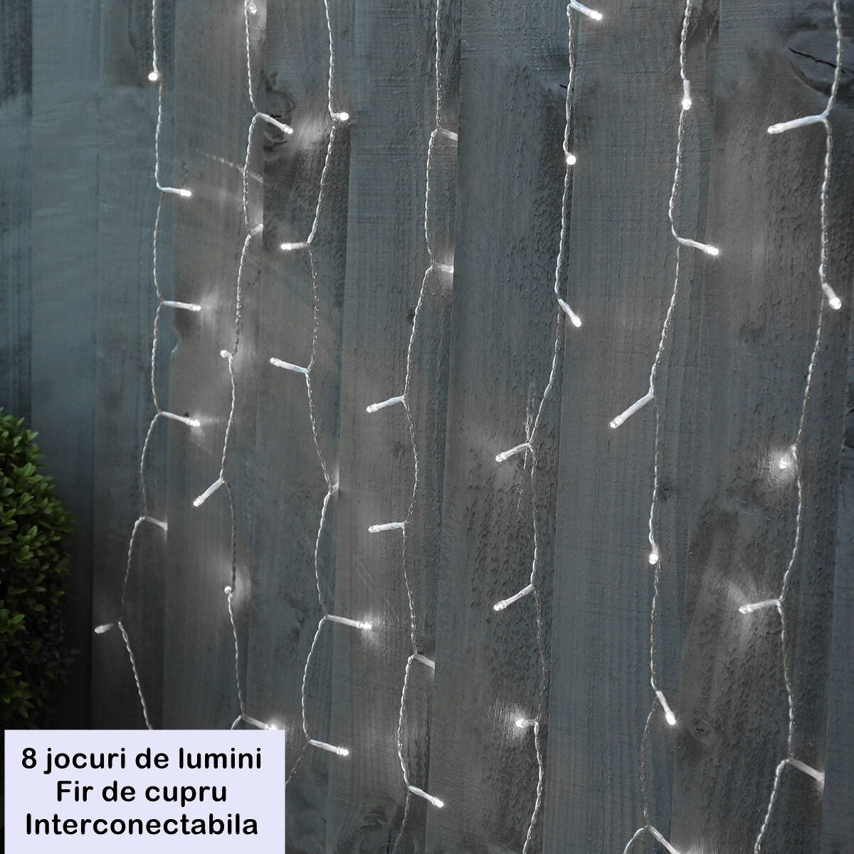 Instalatie Craciun, Tip Perdea, 1 m x 1 m, 60 LED-uri, Alb Rece, Controler, 8 jocuri de lumini, Interconectabila, Fir