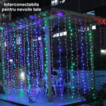 Instalatie Craciun, Tip Perdea, 1 m x 1 m, 60 LED-uri, Multicolor, Controler, 8 jocuri de lumini, Interconectabila, Fir