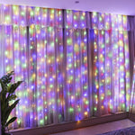 Instalatie Craciun, Tip Perdea, 1 m x 1 m, 60 LED-uri, Multicolor, Controler, 8 jocuri de lumini, Interconectabila, Fir