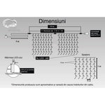 Instalatie Craciun, Tip Perdea, IP44, 10 m x 1 m, 600 LED-uri, Albastru, 8 jocuri de lumini, Transformator,
