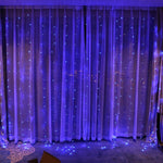 Instalatie Craciun, Tip Perdea, IP44, 10 m x 2 m, 1200 LED-uri, Albastru, cu flash, Transformator cu telecomanda,