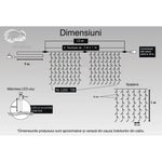 Instalatie Craciun, Tip Perdea, IP44, 12 m x 1 m, 720 LED-uri, Albastru, 8 jocuri de lumini, Transformator cu