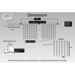 Instalatie Craciun, Tip Perdea, IP44, 12 m x 1 m, 720 LED-uri, Albastru, 8 jocuri de lumini, Transformator cu