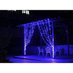 Instalatie Craciun, Tip Perdea, IP44, 14 m x 1 m, 840 LED-uri, Albastru, 8 jocuri de lumini, Transformator,