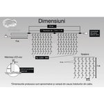 Instalatie Craciun, Tip Perdea, IP44, 14 m x 1 m, 840 LED-uri, Albastru, 8 jocuri de lumini, Transformator cu