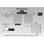 Instalatie Craciun, Tip Perdea, IP44, 14 m x 1 m, 840 LED-uri, Albastru, 8 jocuri de lumini, Transformator cu