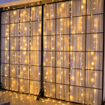 Instalatie Craciun, Tip Perdea, IP44, 15 m x 1 m, 900 LED-uri, Alb cald, cu flash, Transformator cu telecomanda,