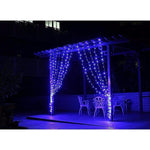 Instalatie Craciun, Tip Perdea, IP44, 16 m x 1 m, 960 LED-uri, Albastru, 8 jocuri de lumini, Transformator,