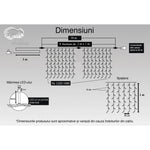 Instalatie Craciun, Tip Perdea, IP44, 18 m x 1 m, 1080 LED-uri, Albastru, 8 jocuri de lumini, Transformator,