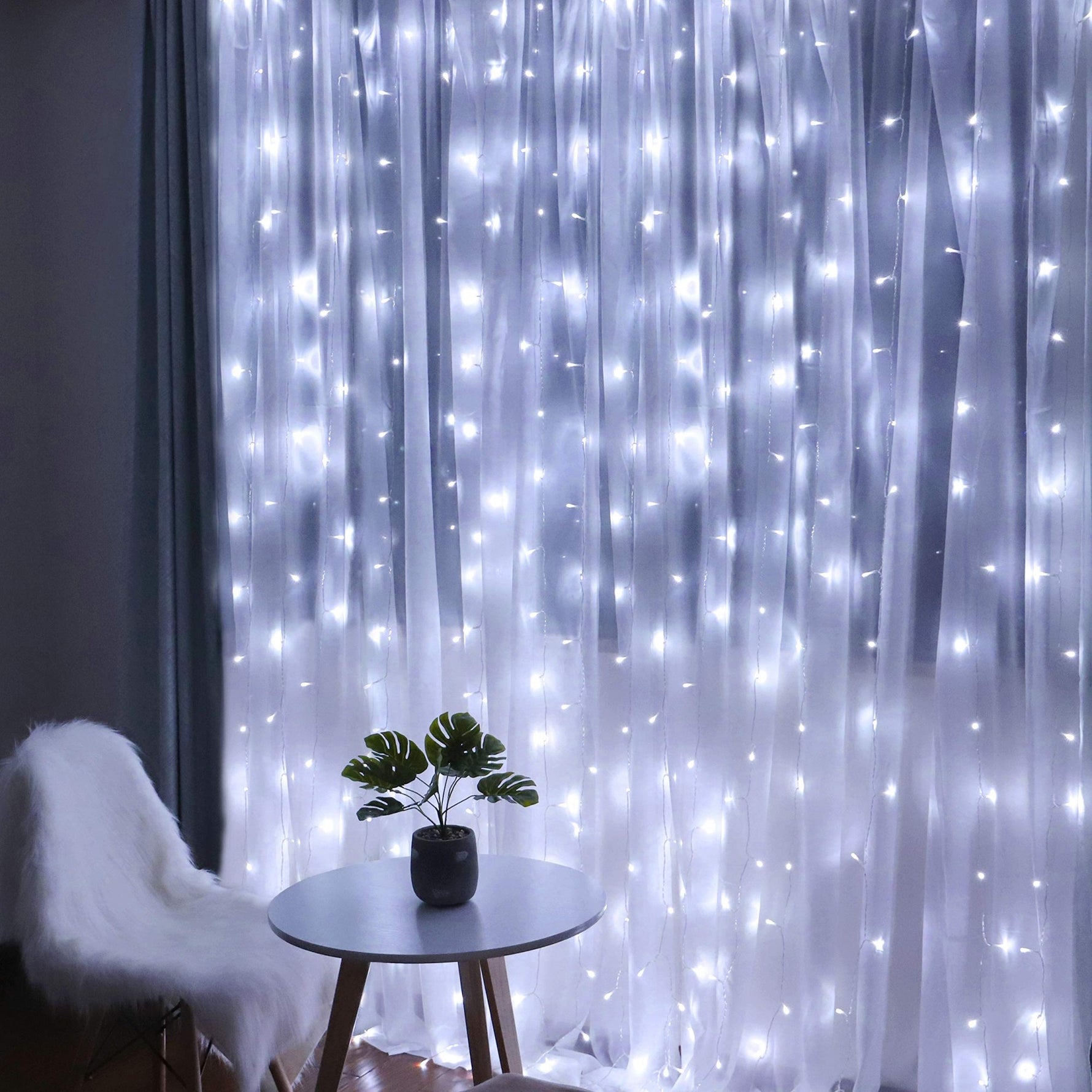 Instalatie Craciun, Tip Perdea, IP44, 2 m x 2 m, 240 LED-uri, Alb rece, cu flash, Transformator, Interconectabila,