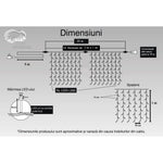 Instalatie Craciun, Tip Perdea, IP44, 20 m x 1 m, 1200 LED-uri, Albastru, 8 jocuri de lumini, Transformator,
