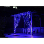 Instalatie Craciun, Tip Perdea, IP44, 3 m x 1 m, 180 LED-uri, Albastru, cu flash, Transformator, Interconectabila,