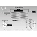 Instalatie Craciun, Tip Perdea, IP44, 4 m x 1 m, 240 LED-uri, Albastru, 8 jocuri de lumini, Transformator cu