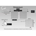 Instalatie Craciun, Tip Perdea, IP44, 4 m x 2 m, 480 LED-uri, Alb rece, cu flash, Transformator cu telecomanda,