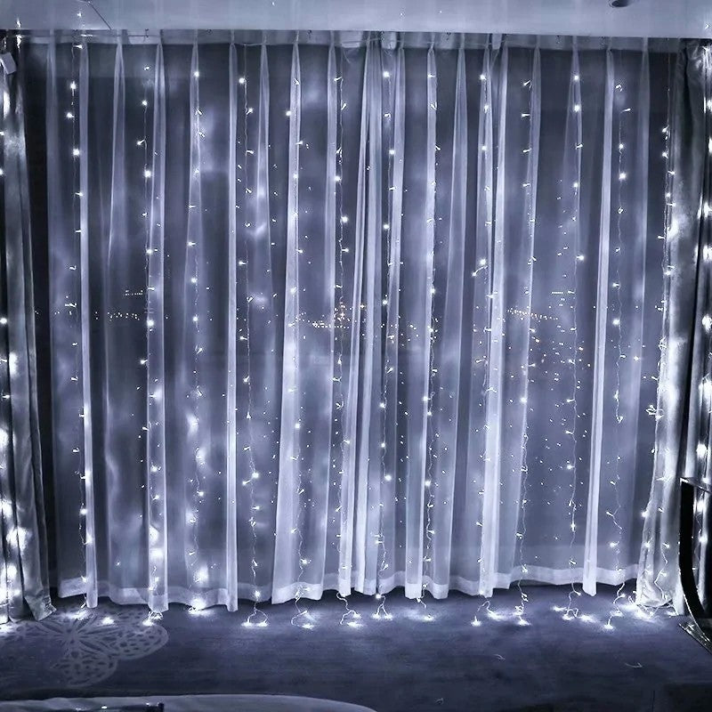 Instalatie Craciun, Tip Perdea, IP44, 4 m x 2 m, 480 LED-uri, Alb rece, cu flash, Transformator, Interconectabila,