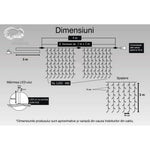Instalatie Craciun, Tip Perdea, IP44, 4 m x 2 m, 480 LED-uri, Albastru, cu flash, Transformator, Interconectabila,