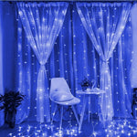 Instalatie Craciun, Tip Perdea, IP44, 6 m x 2 m, 720 LED-uri, Albastru, cu flash, Transformator, Interconectabila,