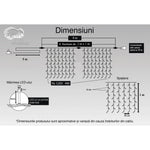 Instalatie Craciun, Tip Perdea, IP44, 8 m x 1 m, 480 LED-uri, Albastru, 8 jocuri de lumini, Transformator,