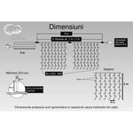 Instalatie Craciun, Tip Perdea, IP44, 8 m x 2 m, 960 LED-uri, Alb cald, cu flash, Transformator cu telecomanda,
