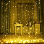Instalatie Craciun, Tip Perdea, IP44, 8 m x 2 m, 960 LED-uri, Alb cald, cu flash, Transformator, Interconectabila,