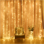 Instalatie Craciun, Tip Perdea, IP44, 8 m x 2 m, 960 LED-uri, Alb cald, cu flash, Transformator, Interconectabila,