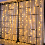 Instalatie Craciun, Tip Perdea, IP44, 9 m x 1 m, 540 LED-uri, Alb cald, cu flash, Transformator cu telecomanda,