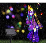Instalatie Craciun, Tip Picaturi, 20 Led-uri, 5 metri, Multicolor, Energie solara, Senzor de lumina, Flippy