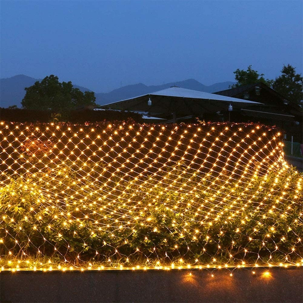 Instalatie Craciun, Tip Plasa, 3 m x 3 m, 320 LED-uri, Alb cald, 8 jocuri de lumini, Transformator, Interconectabila,