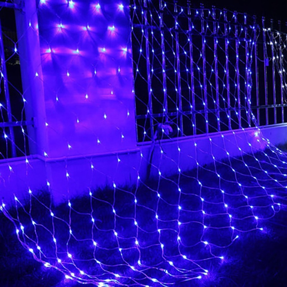 Instalatie Craciun, Tip Plasa, 9 m x 1.5 m, 720 LED-uri, Albastru, 8 jocuri de lumini, Transformator, Interconectabila,