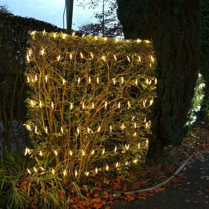 Instalatie Craciun tip plasa, cu transformator 31V, 1.5 m x 1.5 m, Alb Cald, 120 LED-uri V5, 8 jocuri de lumini, fir