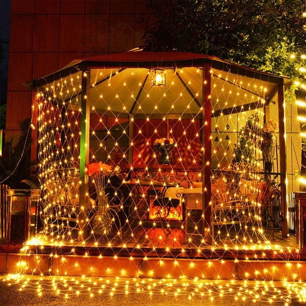 Instalatie Craciun, Tip Plasa, IP 44, 26 x 1 m, 1200 LED-uri, Alb cald, 8 jocuri de lumini, Transformator cu