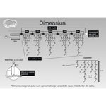 Instalatie Craciun Turturi, IP44, 25 m, 715 Led-uri ,Perdea Franjurata, Alb cald, 8 jocuri de lumini, Transformator 31