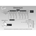Instalatie Craciun Turturi, IP44, 26 m, 764 Led-uri ,Perdea Franjurata, Alb cald, 8 jocuri de lumini, Transformator 31