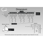 Instalatie Craciun Turturi, IP44, 27 m, 800 Led-uri ,Perdea Franjurata, Alb rece, 8 jocuri de lumini, Transformator 31