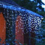Instalatie Craciun Turturi, IP44, 31 m, 907 Led-uri ,Perdea Franjurata, Alb rece, 8 jocuri de lumini, Transformator 31