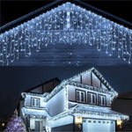 Instalatie Craciun Yoto, Tip Franjuri/Turturi, 12 m, 300 LED-uri, Prelungitor 1.5 m, 8 Jocuri de Lumini,