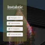 Instalatie Craciun Yoto, Tip Franjuri/Turturi, 4 m, 120 LED-uri, Prelungitor 1.5 m, 8 Jocuri de Lumini,