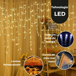Instalatie Craciun Yoto, Tip Franjuri/Turturi, 4 m, 120 LED-uri, Prelungitor 1.5 m, 8 Jocuri de Lumini,