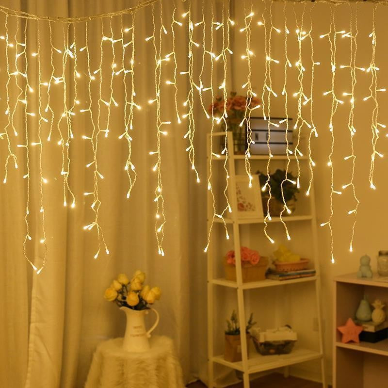 Instalatie Craciun Yoto, Tip Franjuri/Turturi, 4 m, 120 LED-uri, Prelungitor 1.5 m, 8 Jocuri de Lumini,