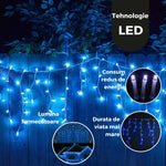 Instalatie Craciun Yoto, Tip Franjuri/Turturi, 4 m, 120 LED-uri, Prelungitor 1.5 m, 8 Jocuri de Lumini,