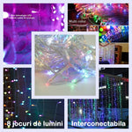Instalatie Craciun Yoto, Tip Perdea, 3 m x 2 m, 240 LED-uri, Prelungitor 1.5 m, 8 Jocuri de Lumini, Interconectabila,
