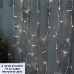 Instalatie Craciun Yoto, Tip Perdea, 3 m x 2 m, 240 LED-uri, Prelungitor 1.5 m, 8 Jocuri de Lumini, Interconectabila,