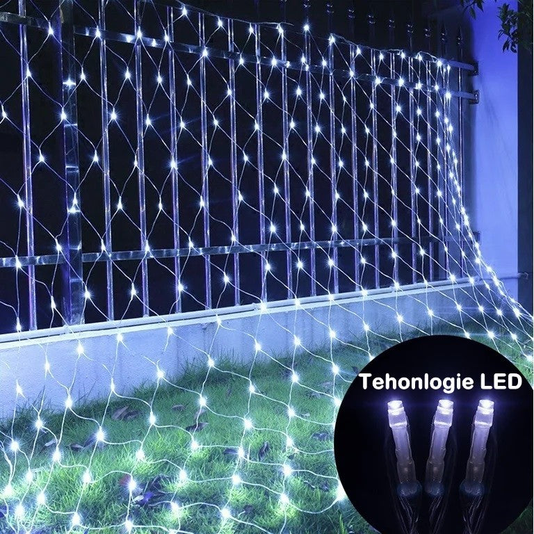 Instalatie Craciun Yoto, Tip Plasa, 1.2 m x 1.2 m, 80 LED-uri, Prelungitor 1.5 m, 8 Jocuri de Lumini, Interconectabila,