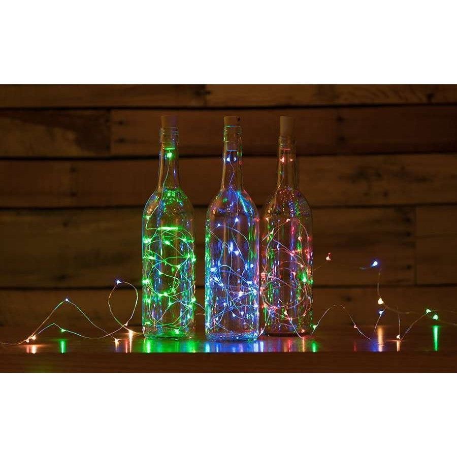Instalatie de Craciun, Liniara, 20 m, Baterii, 200 LED-uri, Multicolor, 2 Jocuri de Lumini, Fir Cupru,