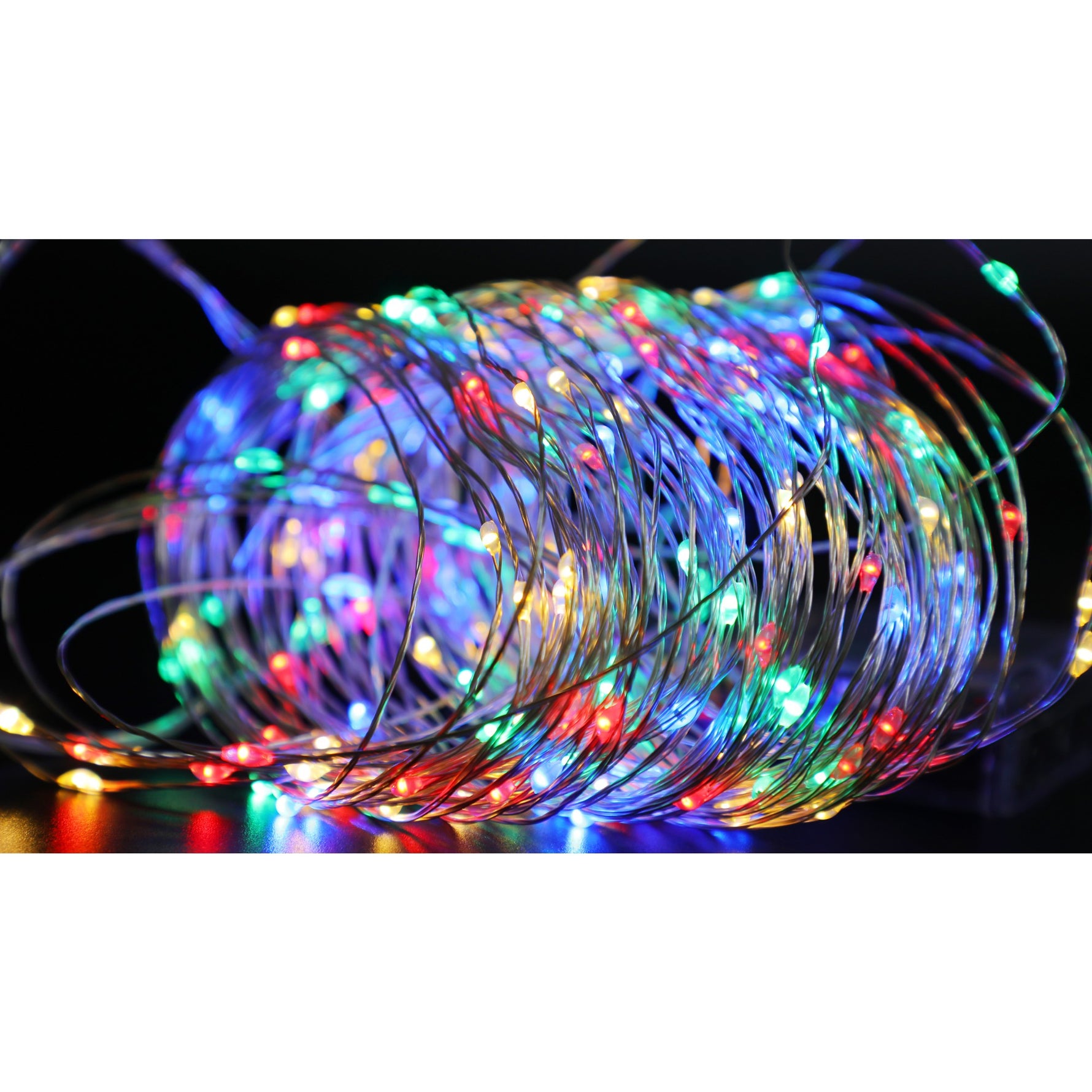 Instalatie de Craciun, Liniara, 20 m, Baterii, 200 LED-uri, Multicolor, 2 Jocuri de Lumini, Fir Cupru,